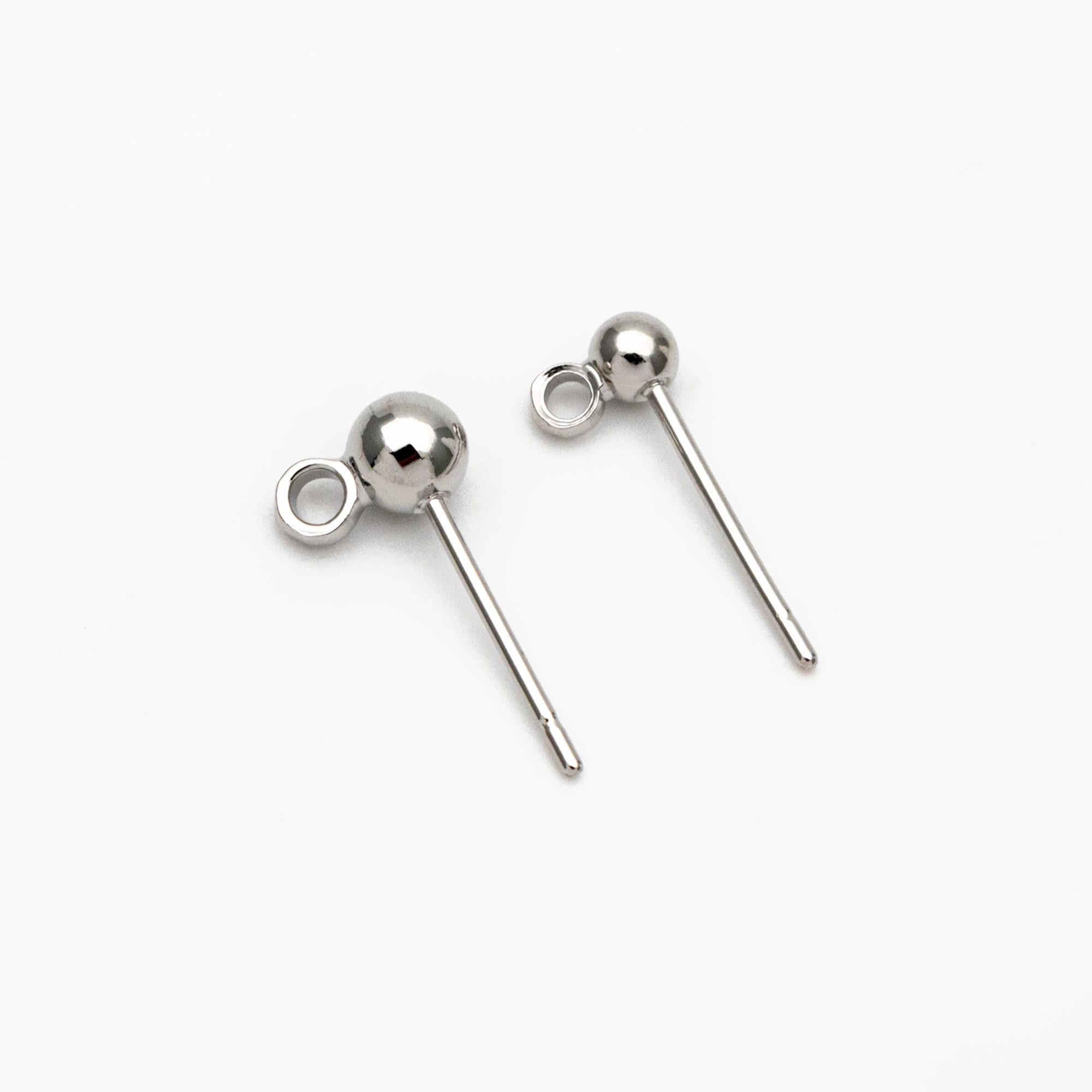 20pcs Gold/ Silver/ Rose Gold Earring Posts, Stud Earring with Loop, 3mm/ 4mm Ball Size (GB-443)